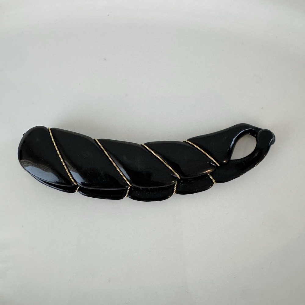 Vtg Hair Barrette Twist Clip Gold Detail Blue Shell Large Plastic Swirl 80s 90s - Picture 4 of 6